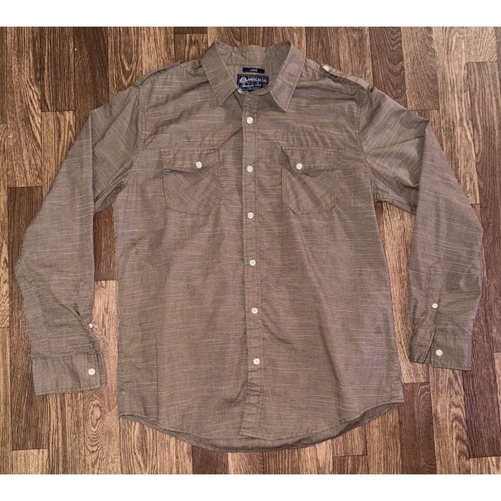 American Rag Brown Striped Button Up Shirt Long Sleeve Casual‎ Large